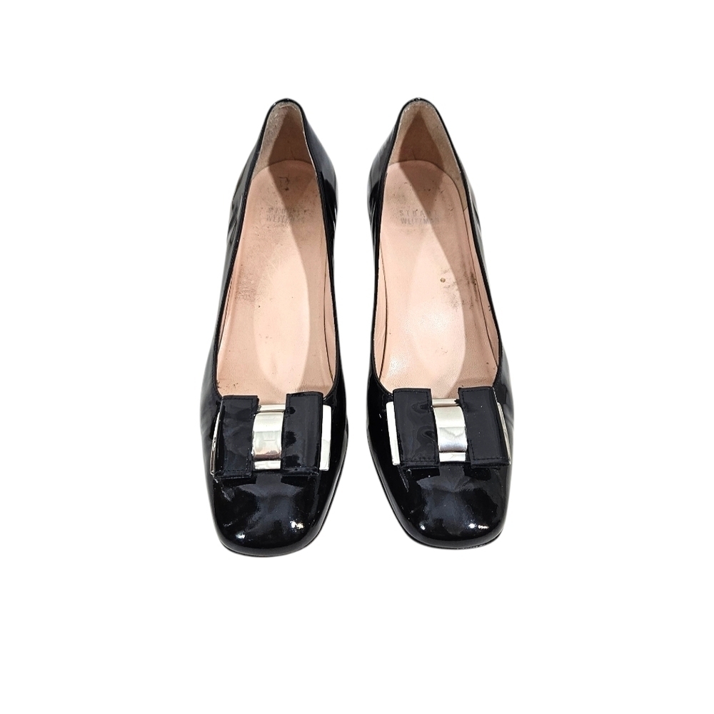 Stuart Weitzman Black Patent Leather Bow Heels - Picture 2 of 9